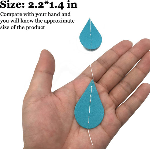 Yzurbu 24 Strings Raindrop Garland Decorations, Paper Hanging Rain Drops Decor Pieces for Baby Shower, Party and Centerpieces Decoration - Blue...