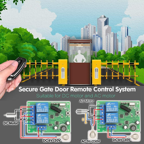 DieseRC DC 12V 24V 30V Secure Remote Control Switch Universal Wireless 433Mhz rf 10A Relay Receiver Board with 2 Transmitter Key fobs for Motor Li...