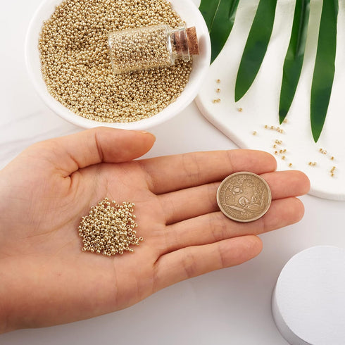 Craftdady 12/0 Golden Glass Seed Beads 2mm About 5000Pcs Metallic Small Round Pony Loose Spacer Beads for Jewelry Making Hole: 0.5mm...