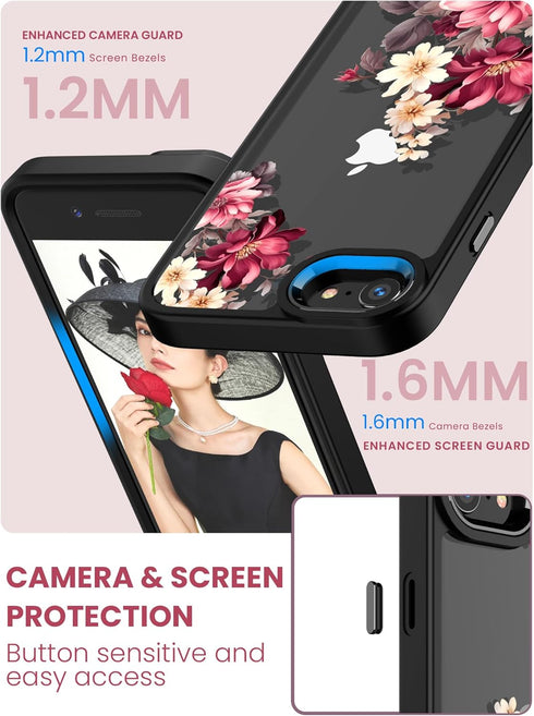 Dretal for IPhone SE 2022/2020 Case,IPhone 8/7 Case,with Tempered Glass Screen Protector,Military Grade Drop Tested Hard Back & Soft Edge Slim Flo...