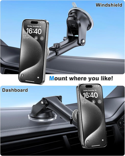 Car Mount for Pop Socket, Dashboard Windshield Car Phone Holder Compatible with Popsocket, Powerful Suction Cup Car Phone Mount Fits All Smartphon...