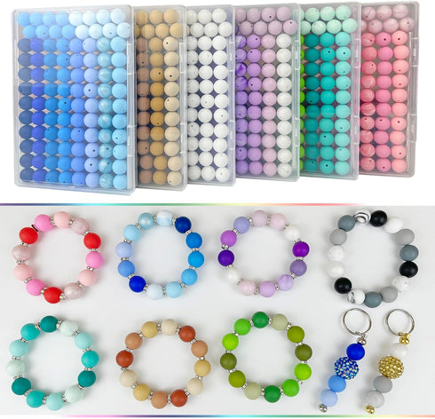 100pcs 15mm Silicone Beads,Bulk Rubber Beads for Keychain Making,Beads for Pen Bracelet Lanyard Making DIY kit (Achromatic)...