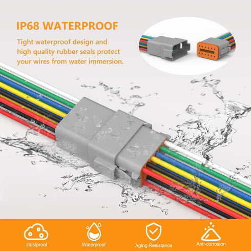 Newdeli Deutsch 12 Pin Connector Kit Waterproof Electrical Connector 16 AWG Male and Female Automotive Wire Connectors for Car Truck Boat, Dt Conn...