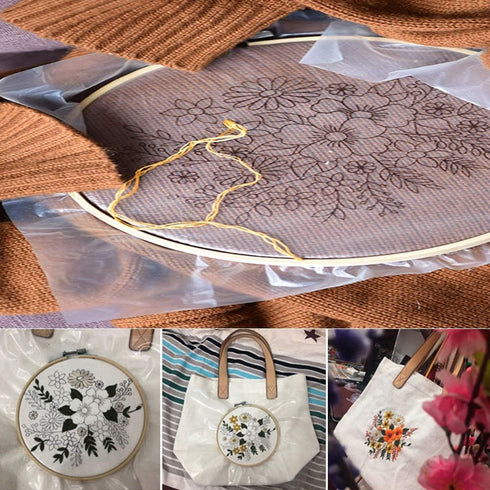 Water Soluble Stabilizer for Embroidery Topping Film (12 in x 30 yd Roll), Seneme 35um Clear Embroidery Stabilizers - Wash Away Embroidery Stabili...