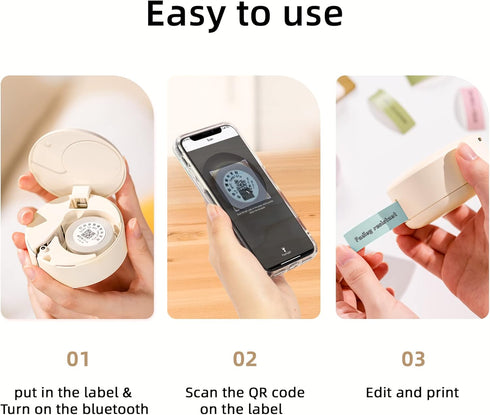 Mini Label Maker Machine with Tape, Bluetooth Wireless Connection for iPhone Android, Cute Label Makers Inkless Waterproof for Home, Office Organi...