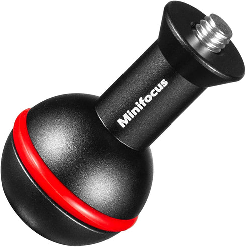 1" Ball Adapter with M6 & 1/4" Threaded Stud, Aluminum Alloy Fixed Ballhead Mount Adapter for Action Camera & Camcorder Compatible Underwater Tray...