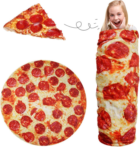 Lhedon Pizza Blanket for Teen Kids, 60 Inch Throw Blanket, Round Pepperoni Pizza Food Blanket, Funny Gifts for Boy Girl, Soft Flannel Blanket for ...