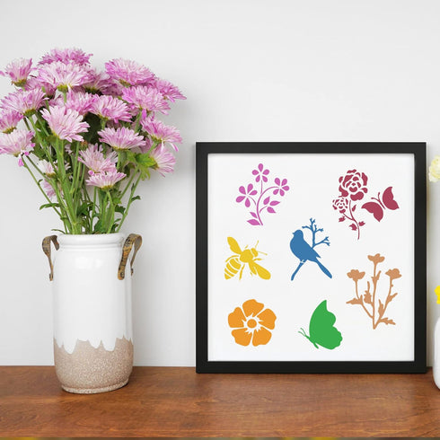 100 Pieces Butterfly Sunflower Stencil Template for Painting Reusable Drawing Stencils Spring Summer Template, Stencils for Painting on Wood Craft...