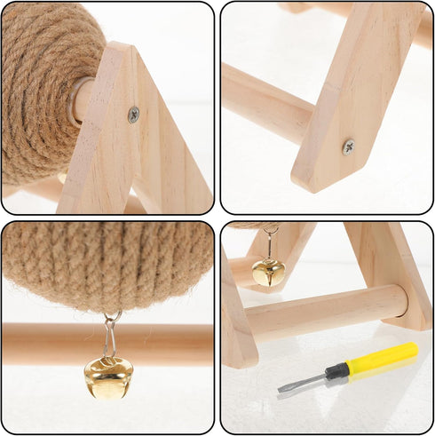 ABOOFAN Cat Scratcher Toy with Sisal Ball Cats Scratching Rope Ball Interactive Rotatable Wood Pet Scratcher Toys Durable for Indoor Kitties to Gr...