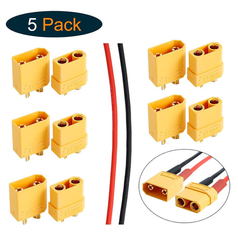 XT90 XT-90 Male and Female Bullet Connectors with 2M 14 AWG Silicone Wire, XT90 Plug Set for RC Lipo Battery Drone Electrical Cabinet LED Lighting...