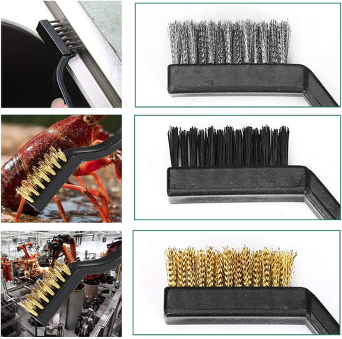 YXQ 3Pcs Wire Clean Brush Set with Handle Black Plastic for Home Kitchen Cleaning Welding Slag and Rust Gas Stove Smoke Machine Tool...