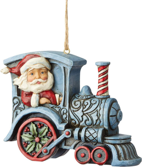 Enesco Jim Shore Heartwood Creek Santa in Train Engine Hanging Ornament, 3.07 Inch, Multicolor...