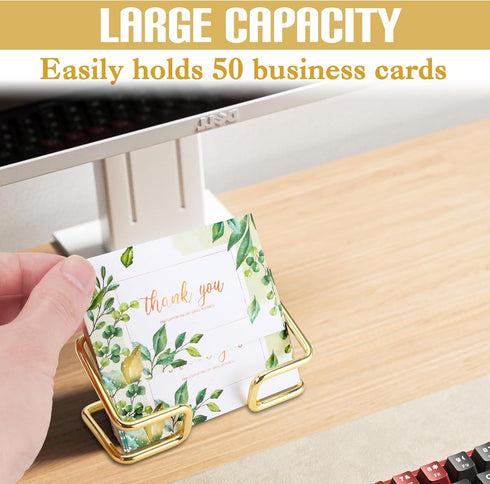 3Pcs Business Card Holder Desk Small Gold Business Card Display Stand for Women Metal Name Credit Card Holder Cute Office Accessories Modern Busin...