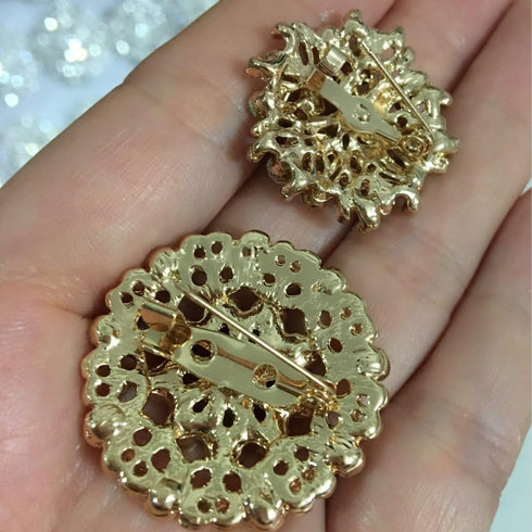 Lot 24pc Clear Rhinestone Crystal Flower Brooches Pins...