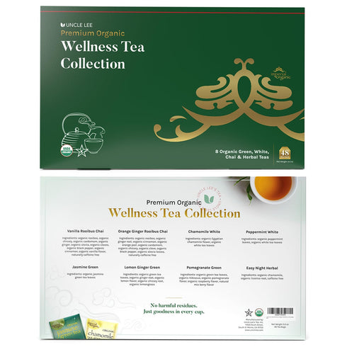 Uncle Lee’s Organic Tea Variety Gift Set – Wellness Collection with 8 Teas (6 Bags Each) in a Premium Gift Box, 3.3 Oz...