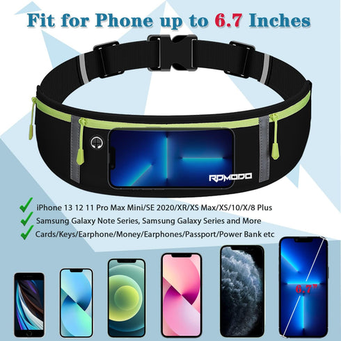 Fanny Packs for Women Men, Running Belt Waist Bag, Waterproof Running Phone Holder Slim Plus Size Adjustable Money Belt Running Pouch for iPhone 1...