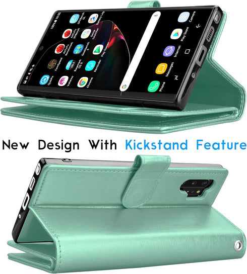 Galaxy Note 10 Plus Case, Luxury Wallet Case with Credit Card Slots, PU Leather Cover & Kickstand - Samsung Note10+ (Turquoise)...