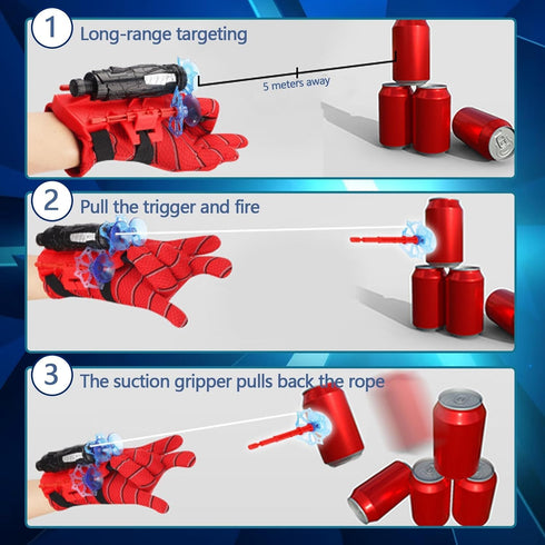 Spider Gloves Man Web Shooter, Wrist Launcher Toy, Funny Children Educational Toys, Superheroes Cosplay Gift for Kids...