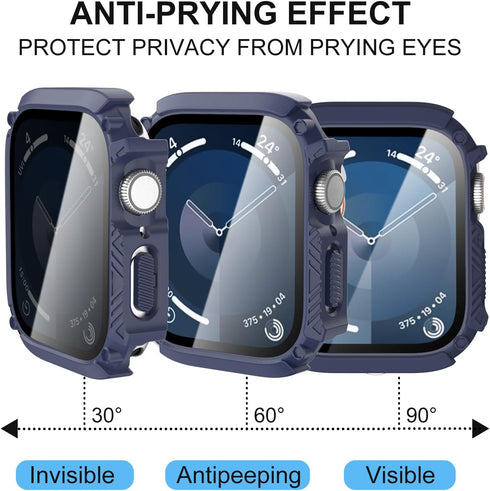 Waterproof Case 41mm for Apple Watch Series 9 8 7 with Tempered Glass Screen Protector, iWatch Full Protective Hard PC Bumper Face Cover for Men&W...