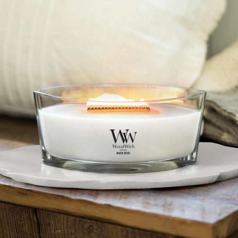 Woodwick Ellipse Scented Candle Warm Wool 16oz. Up to 50 Hours Burn Time Fall Candle with Crackling Wick for Smooth Burn Soy Wax Blend...