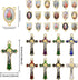 24Pcs/12Set Saint Benedict Rosary Cross and Centre Medal Charms Alloy Religion Enamel Virgin Mary Charm Pendant For Diy Jewelry Making Kit Supplie...