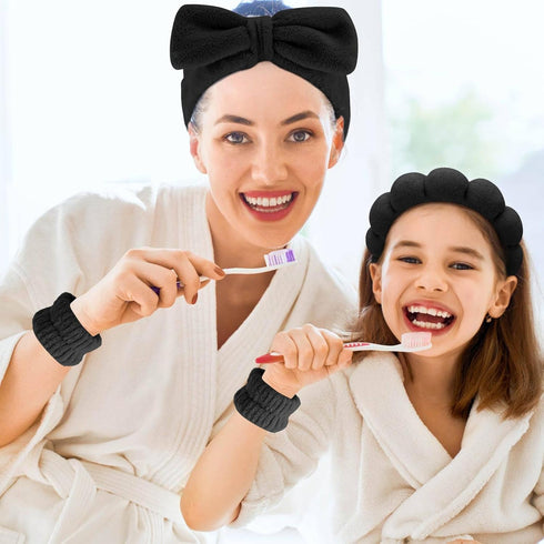 Skincare Spa Headband, Skincare Sponge Headbands for Washing Face, Puffy Make up Headbands with Fluffy Wristbands Set for Women Girls, Soft Terry ...