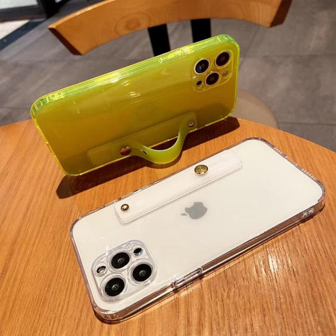 siduater Strap Holder Case for 6.7" iPhone 15 Pro Max with Kickstand, Shockproof Translucent PC Back Cover + Soft TPU Bumper with Adjustable Hand ...