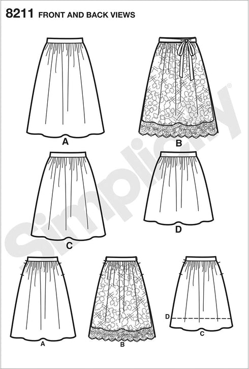 Simplicity 8211 Women's Dirndl Pocketed Skirt Sewing Patterns, Sizes 14-22...