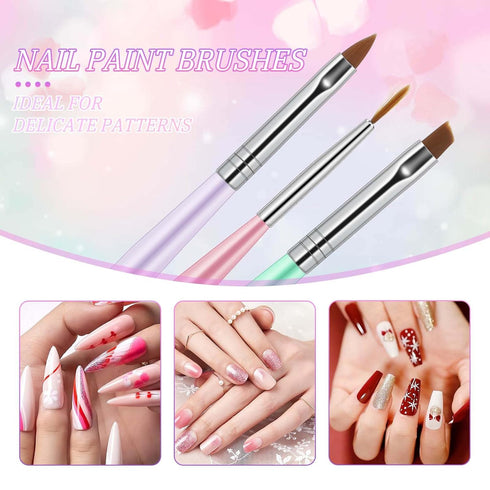 Qianyu 8 Pcs Gel Nail Art Brush Set Acrylic Nail Painting Sculpting Brush for Salon at Home DIY Manicure with Tips Builder Dotting Carving Pen and...