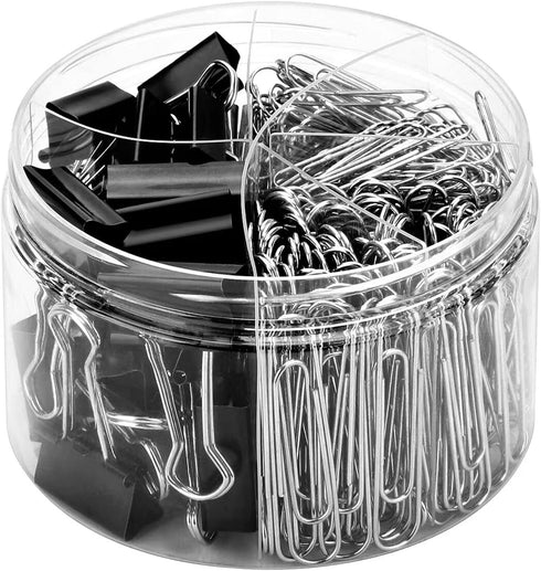 Paper Clips Binder Clips, Viemior 350pcs Paper Clips Binder Clips Assorted Sizes, Including Large Medium Small Paper Clips + Medium Small Mini Bin...
