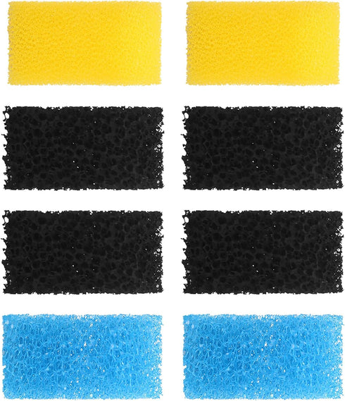 Replacement Aquarium Filter Sponge, Fish Tank Filter Replacement Parts, Including 2 x Coarse Sponge, 2 x Fine Sponge & 4 x Carbonized Sponge...
