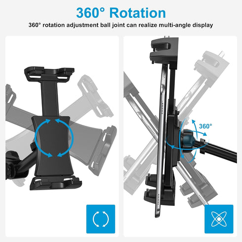Updated Tablet Mount Holder for Mic Stand, Adjustable Microphone Music Stand iPad Phone Holder Stand, Compatible with iPad, iPhone, Android, All 4...