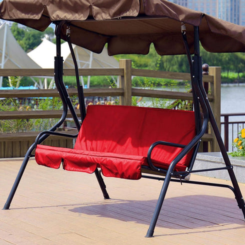 Keenso Swing Seat Cover, 3 Seat Premium 190T Polyester Taffeta Swing Cushion Cover Outdoor Waterproof Swing Chair Cover for Patio Courtyard Garden...