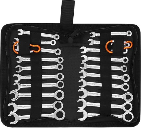 Premium Midget Wrench Set - 22-Piece Mini Combination Wrench Set Metric & SAE Ignition Wrench Set 4-10mm & 5/32'' to 7/16'' Lightweight Small Wren...