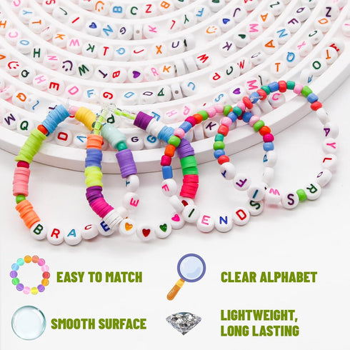 Letter Beads Kit, 26 Alphabet Beads with Heart Beads for Friendship Bracelets Necklace Jewelry Making (Colorful Letter)...