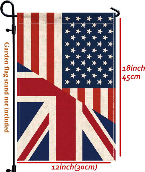 British USA Friendship Garden Flag,12x18 in Heavy Duty Great Britain UK America US Outdoor Banner for Patio Yard with Double Side...