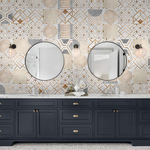 funlife 10Pcs Peel and Stick Kitchen Backsplash, Self-Adhesive Waterproof Tile Stickers, Retro Wall Decals for Home Bathroom Laundry Room Decor, 5...