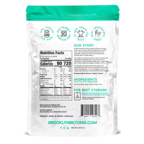 Brooklyn Biltong Air Dried Grass Fed Beef Snack, South African Beef Jerky (8 oz, Pack of 1) - Whole30 Approved, Paleo, Keto, Gluten Free, Sugar Fr...