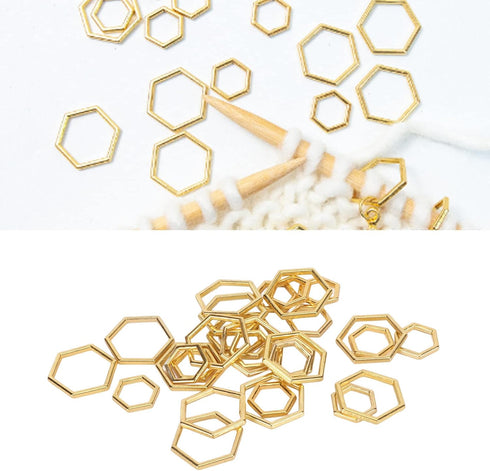 30PCS Hexagon Knitting Stitch Markers Lightweight Zinc Alloy Crochet Locking Needle Clip for DIY Sewing Weaving...