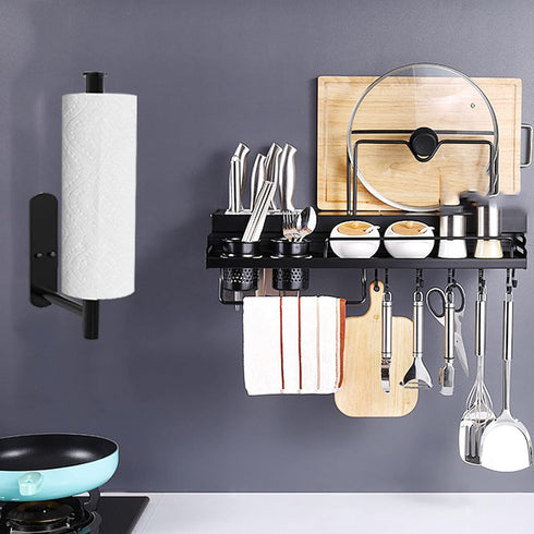 Upgraded Calegency Paper Towel Holder Under Cabinet, Wall Mounted Paper Towel Dispenser, Matte Black SUS304 Self-Adhesive and Drilling Optional La...