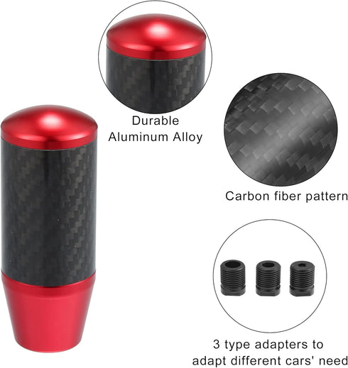 X AUTOHAUX Automatic Manual Gear Stick Shift Knob Transmission Gear Lever Stick Shifter Handle Carbon Fiber Pattern Red...