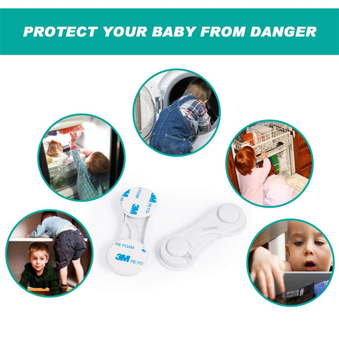 Cabinet Locks - Adoric Life Child Safety Locks 4 Pack - Baby Safety Cabinet Locks - Baby Proofing Cabinet Kitchen System with Strong Adhesive Tape...