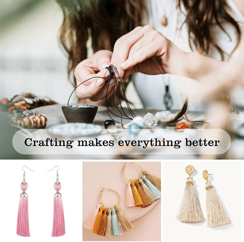 Creatrill 100 Pcs 13cm/5 Inch Silky Handmade Soft Craft Mini Tassels with Loops for Jewelry Making, DIY Projects, Bookmarks, 20 Colors, 5 Pcs of E...