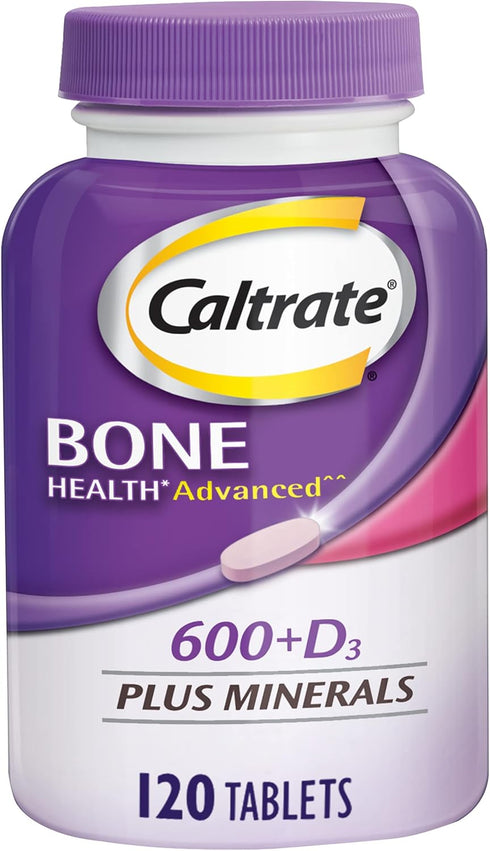 Caltrate 600 Plus D3 Plus Minerals Calcium and Vitamin D Supplement Tablets, Bone Health and Mineral Supplement for Adults - 120 Count (Packaging ...