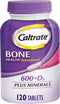 Caltrate 600 Plus D3 Plus Minerals Calcium and Vitamin D Supplement Tablets, Bone Health and Mineral Supplement for Adults - 120 Count (Packaging ...