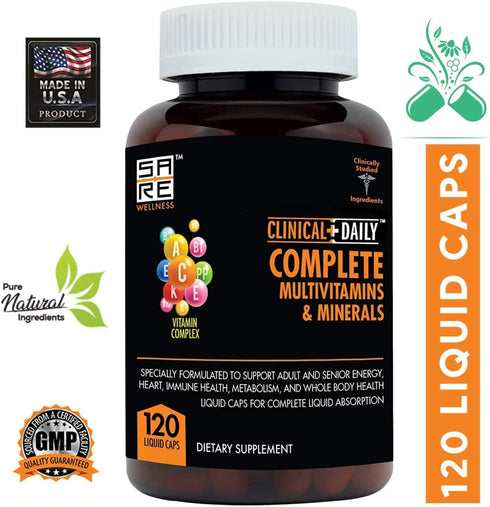 Clinical Daily Complete Whole Food Multivitamin Supplement for Women & Men - Complete Liquid Vitamin Absorption! 42 Superfood Fruits Vegetables - ...