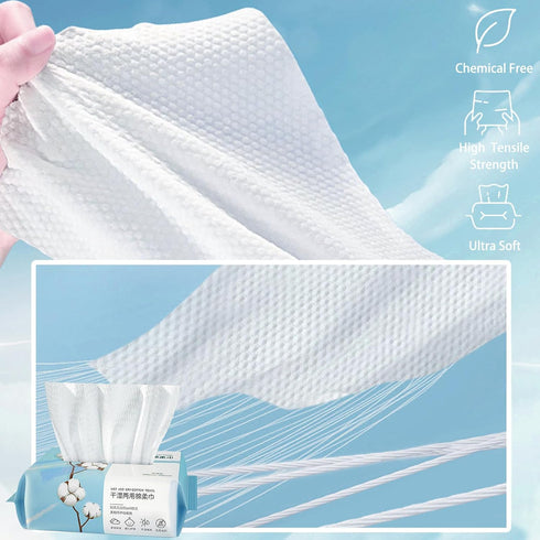 Face Towels Disposable Cotton Facial Clean Towels, 100 Count Soft Dry Facial Tissue, Travel Face Drying Towels for Skin Care, Makeup Remover, Disp...