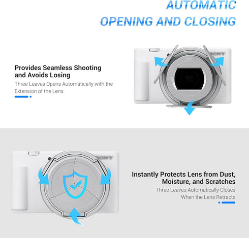 Auto Lens Cap Cover for Sony ZV-1 II ZV-1II ZV1II ZV1 II and ZV-1 ZV1 Digital Camera, Lens Dust Cap with Automatic Opening & Closing Design, ZV-1 ...