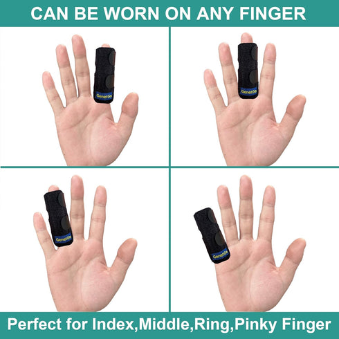 Trigger Finger Splint, 2pcs Finger Support Brace Mallet Finger Brace for Index, Middle, Ring Finger - Tendon Release & Pain Relief-Black...