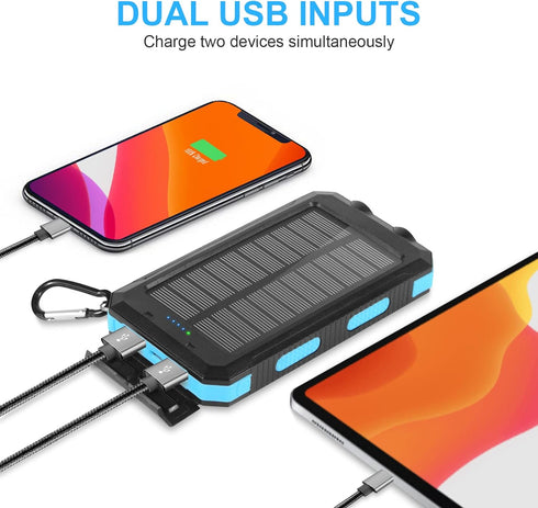 Annero Solar Charger, 38800mAh Power Bank, 15W Fast Charging Portable Phone Charger Waterproof External Battery Packs with Dual LED Flashlights, C...